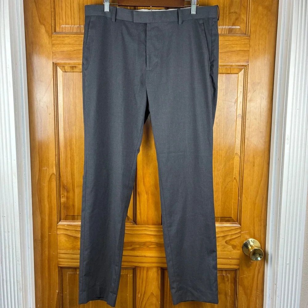 HM Mens 38R Slim Fit Suit Trousers Dark Charcoal Grey Dress Pants Academia